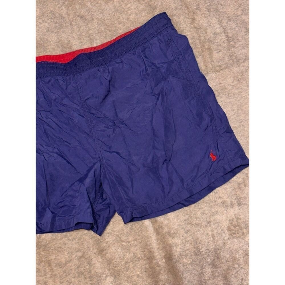 Nice Vintage Polo Ralph Lauren NAVY BLUE WITH  red LOGO swim Shorts - large Good - Picture 2 of 7